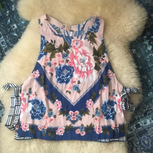 Free people sweet love side tie floral stripe tank - Picture 3 of 7